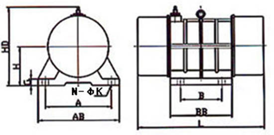 YZU振動電機(jī)外形圖